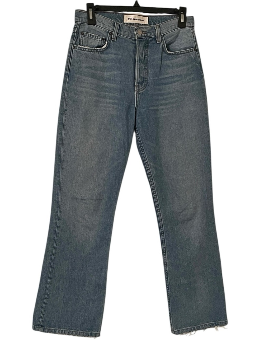 Reformation Women's Blue Arches Wash Jordi Kick Flare Button Fly Jeans Size 26